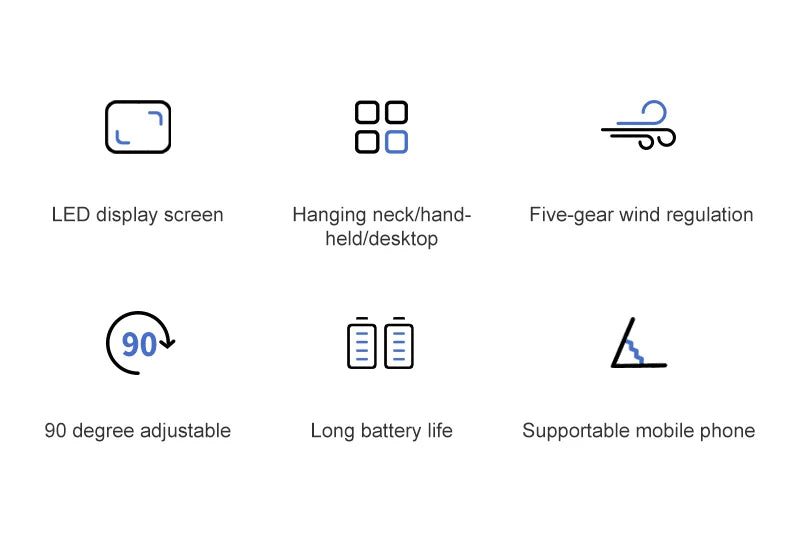 Portable Neck Fan — 5 Speed, Foldable & USB Rechargeable