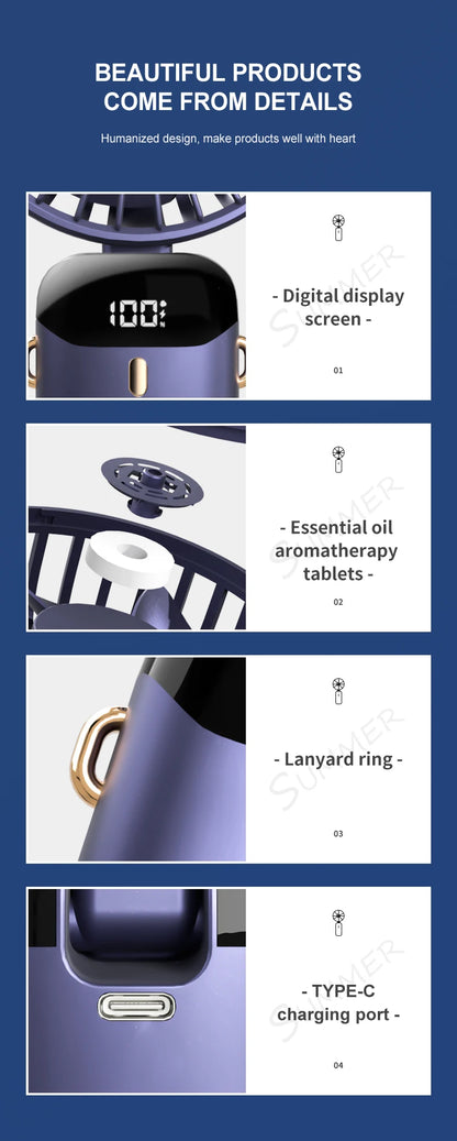 Portable Neck Fan — 5 Speed, Foldable & USB Rechargeable