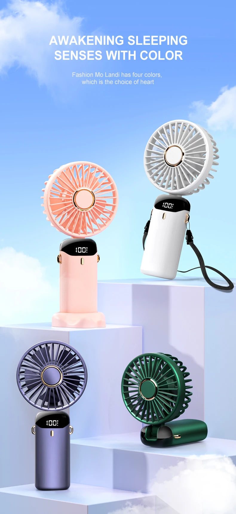 Portable Neck Fan — 5 Speed, Foldable & USB Rechargeable