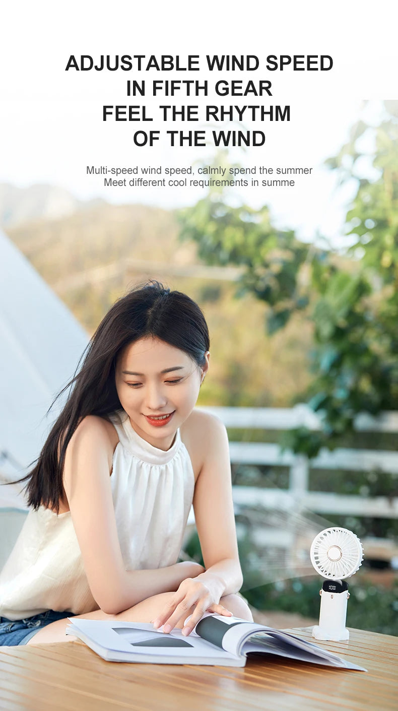 Portable Neck Fan — 5 Speed, Foldable & USB Rechargeable