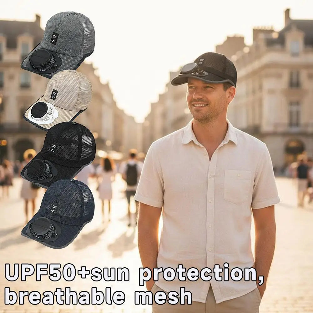 Breathable Sunhat with Solar Fan Sun